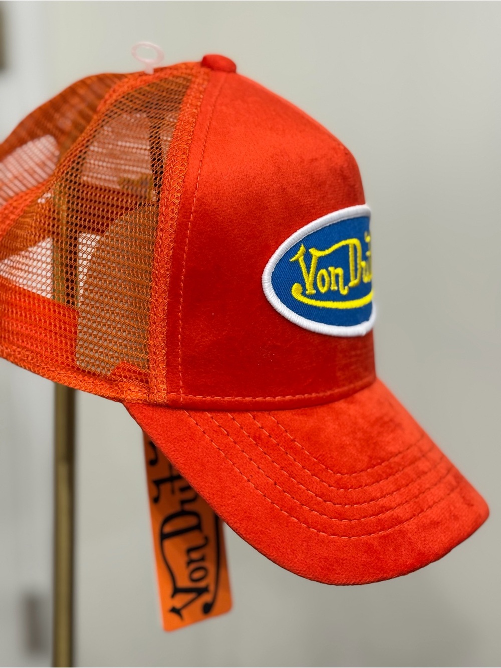 🔥NWT Von Dutch Limited Edition Orange Velvet Hollywood Trucker - SnapBack
